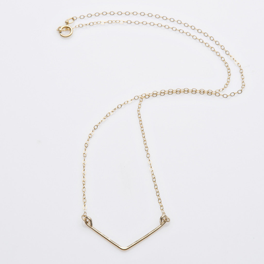 Thin Chevron Pendant Gold Necklace