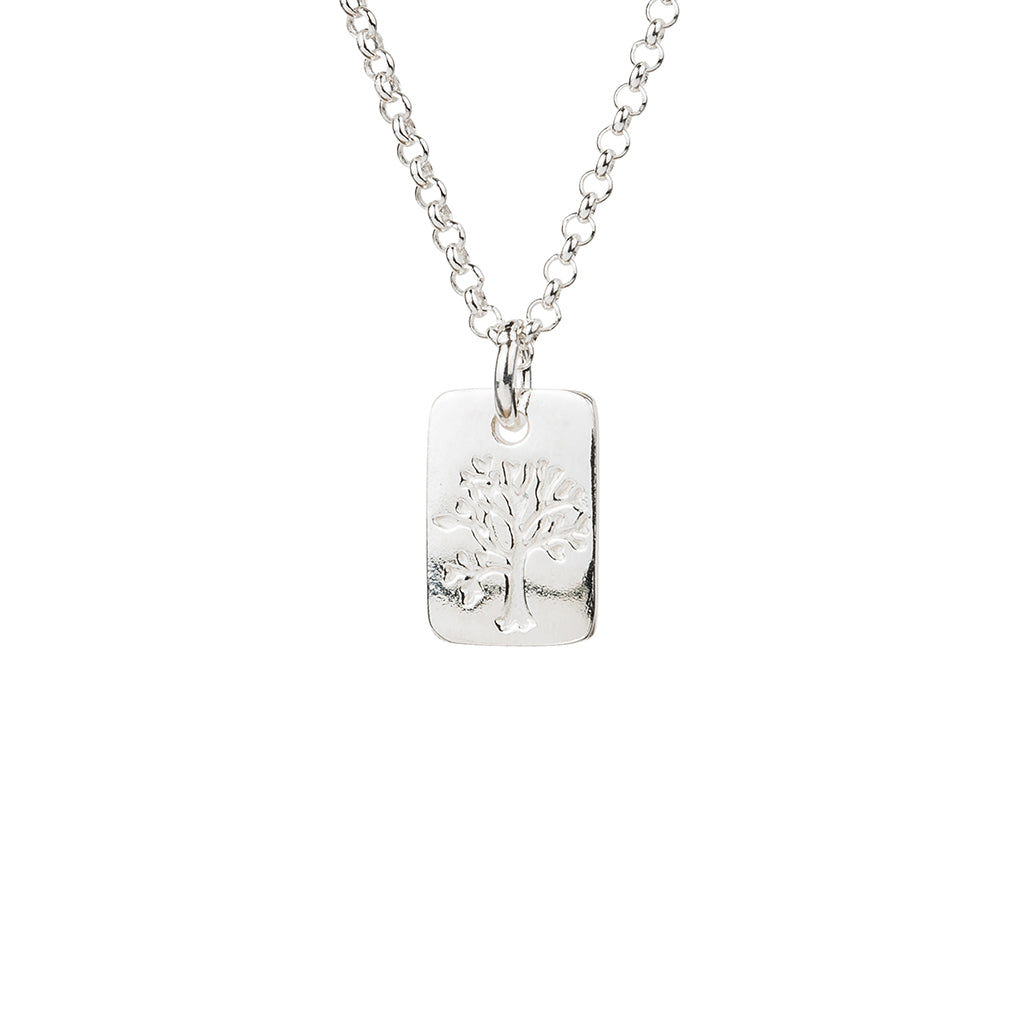 Silver Tree of Life Tag Necklace