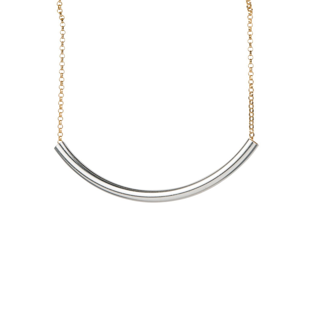 Mixed Bar Necklace with Long Tube Pendant