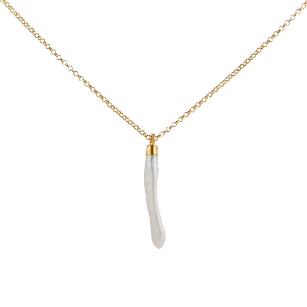 Gold Necklace with Pearl Spike pendant
