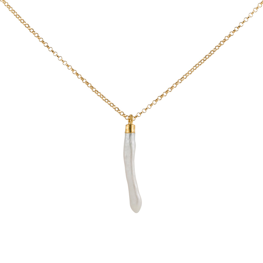 Gold Necklace with Pearl Spike pendant