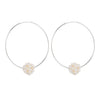 Endless Silver Hoop Earrings with a Cluster of Pearls