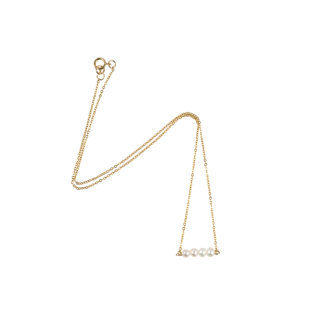 Gold Necklace with Freshwater Pearl Link