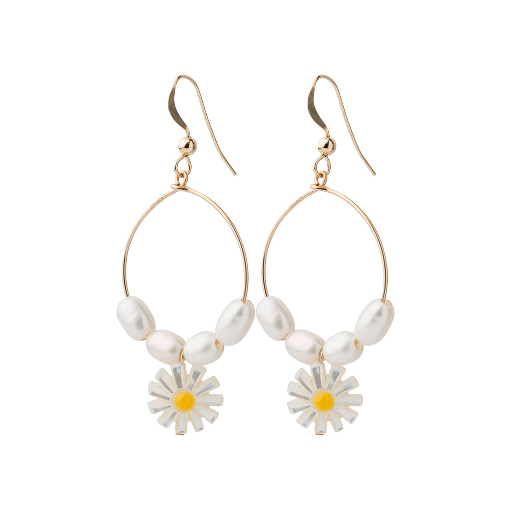Daisy Pearl Hoop Earrings