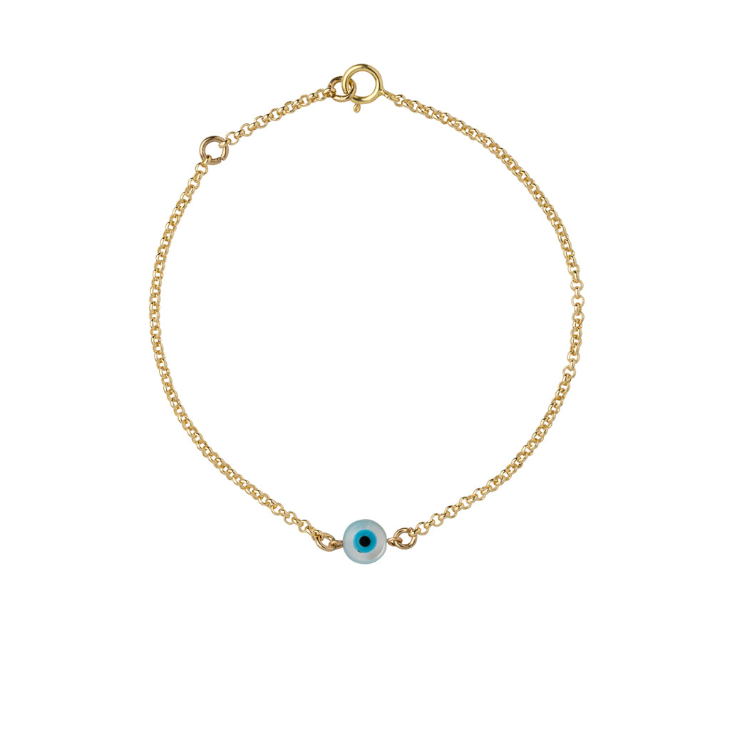 Tiny Mother of Pearl Evil Eye Bracelet