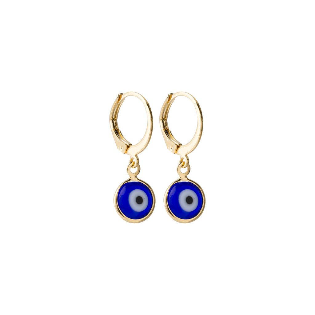 Evil Eye Huggie Earrings in Gold