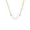 Small White Wire Wrap Crescent Moon Necklace in Gold