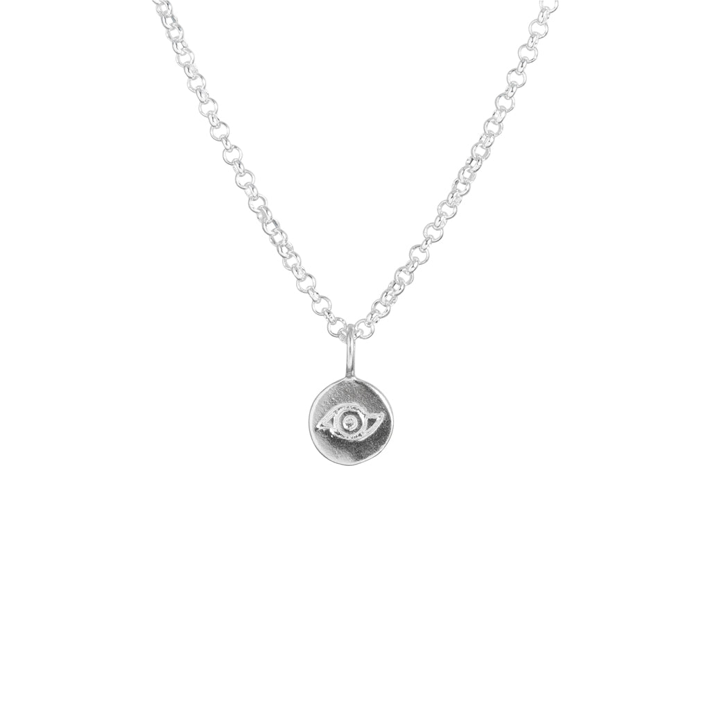 Tiny Evil Eye Necklace in Silver
