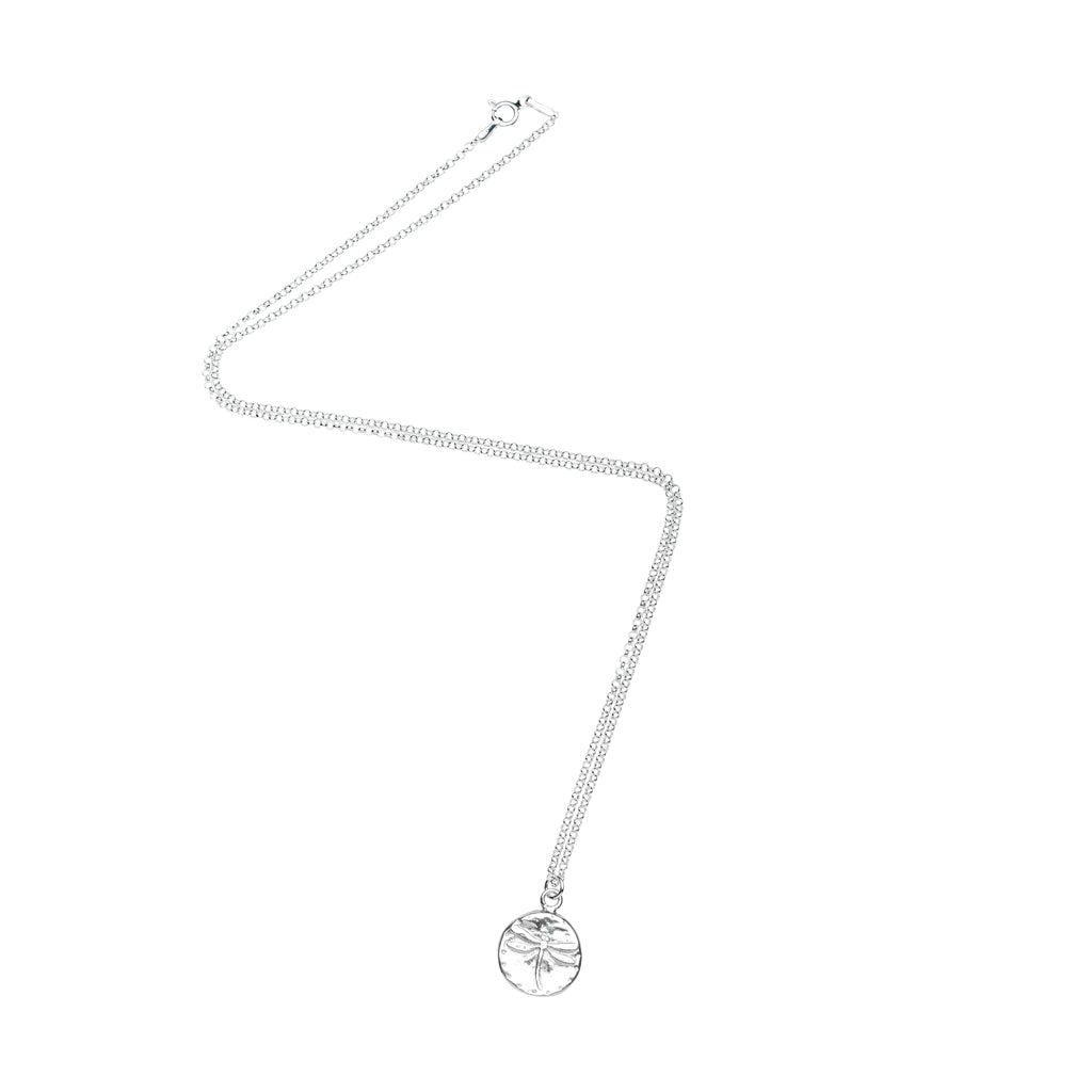 Dragonfly Circle Necklace in Silver