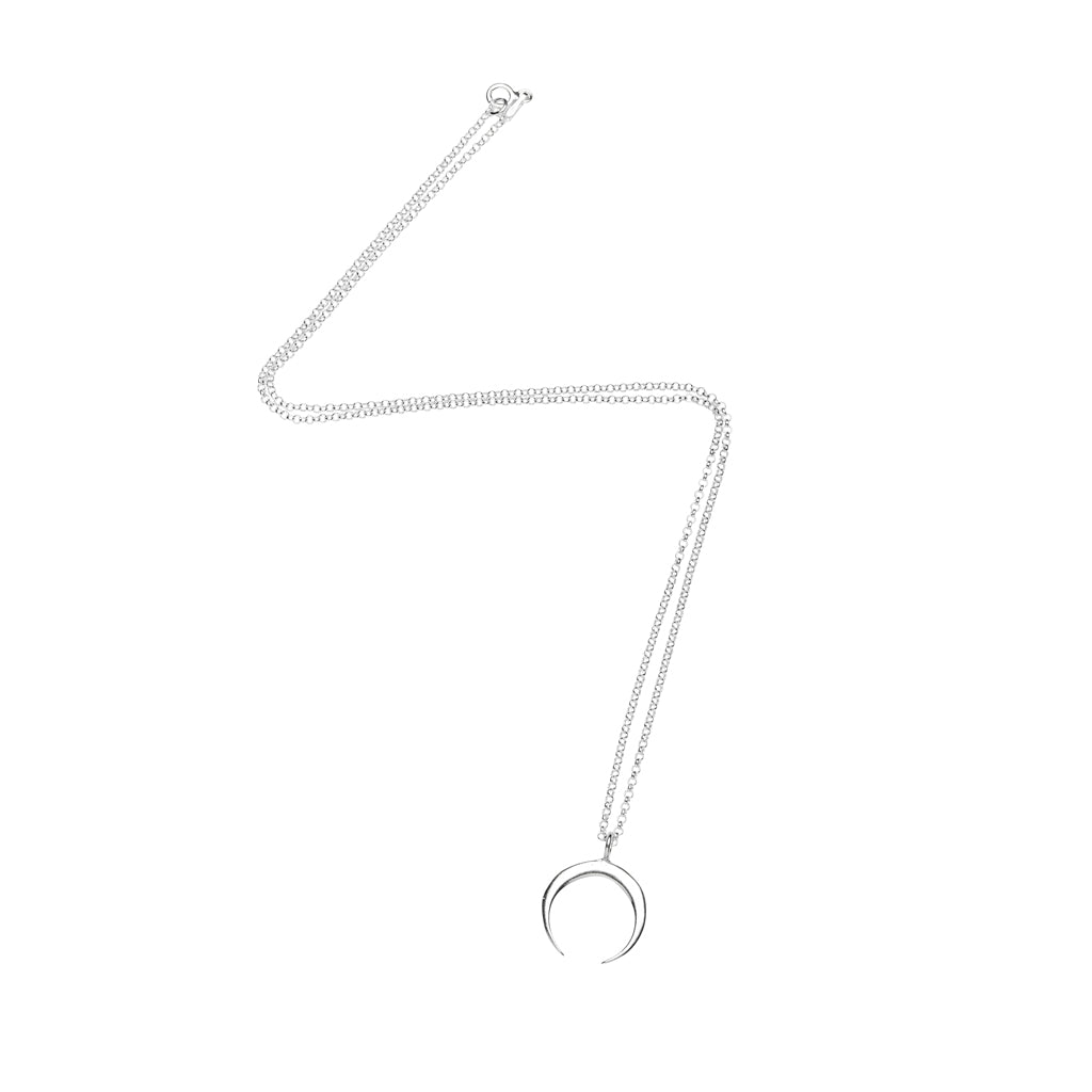 Crescent Moon Necklace in Silver