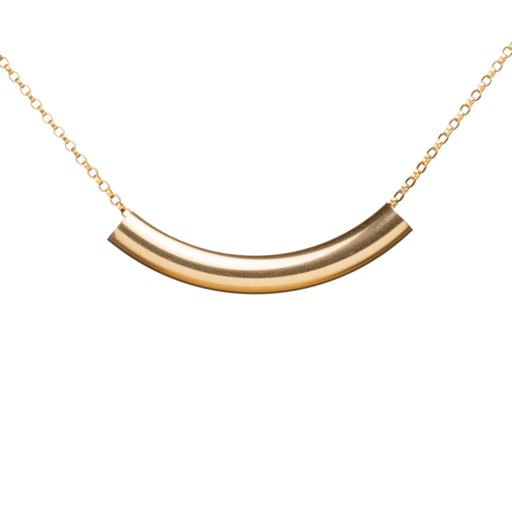 Gold Necklace with Thick Bar Tube