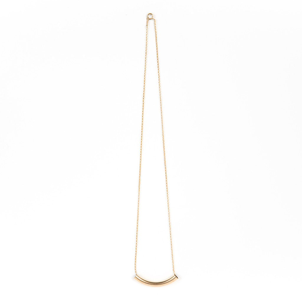 Gold Necklace with Thick Bar Tube