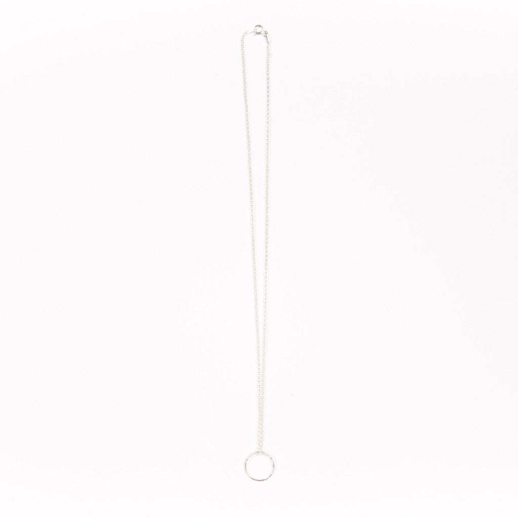 Silver Necklace with a Hammered Circle