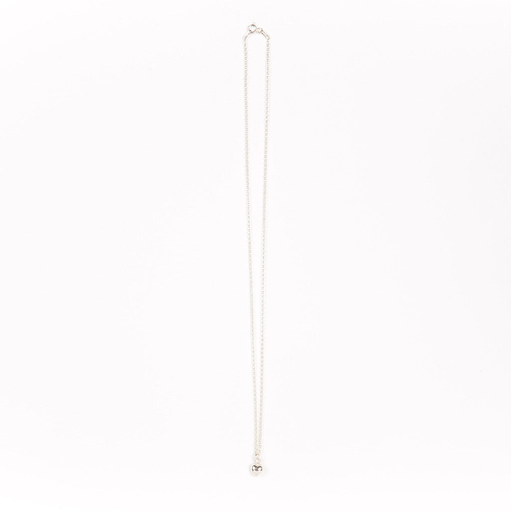 Puffed Heart Charm Necklace in Silver