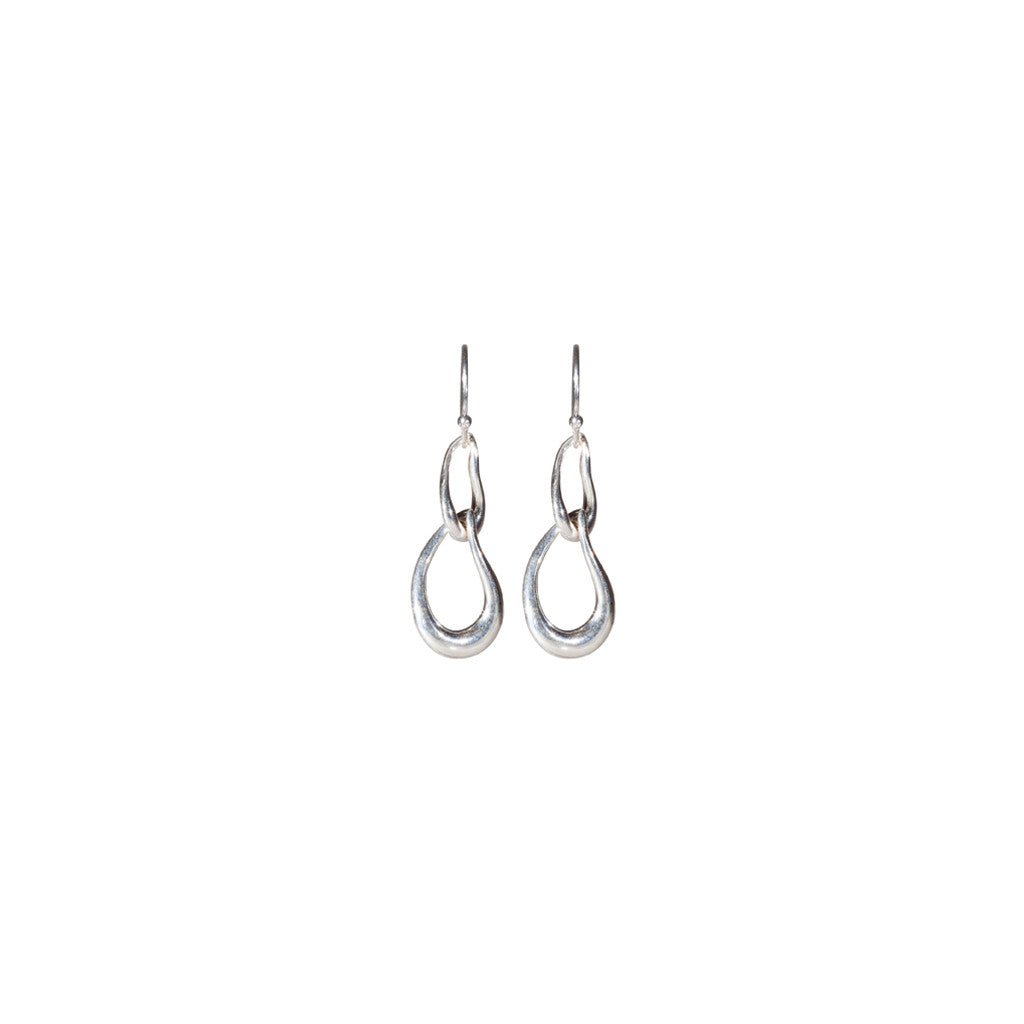 Silver Double Twisted Teardrop Earrings