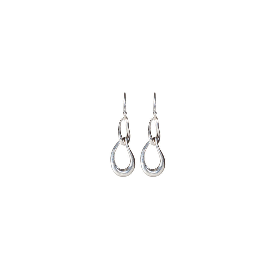 Silver Double Twisted Teardrop Earrings