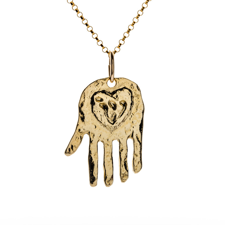 Gold Necklace with Hand Pendant