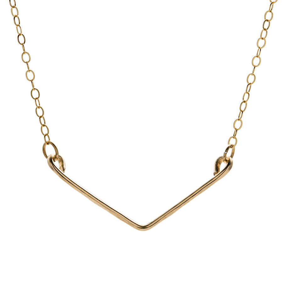 Thin Chevron Pendant Gold Necklace