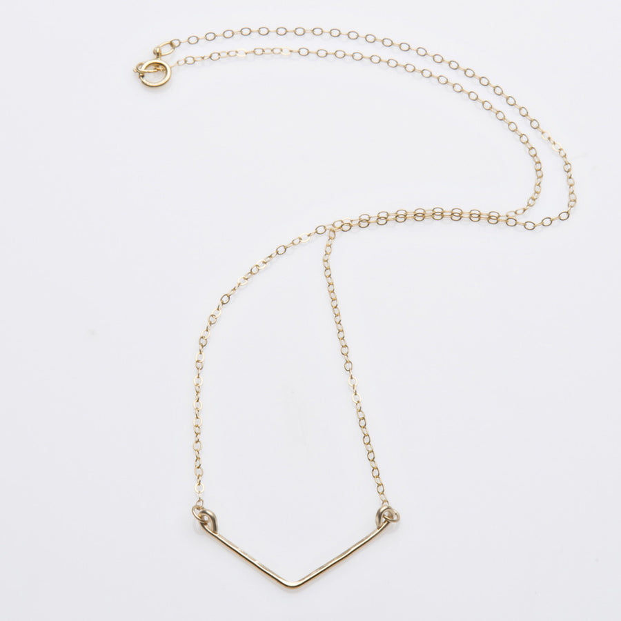 Thin Chevron Pendant Gold Necklace