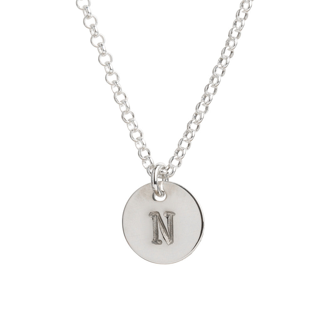 Initial Silver Necklace - Plain chain