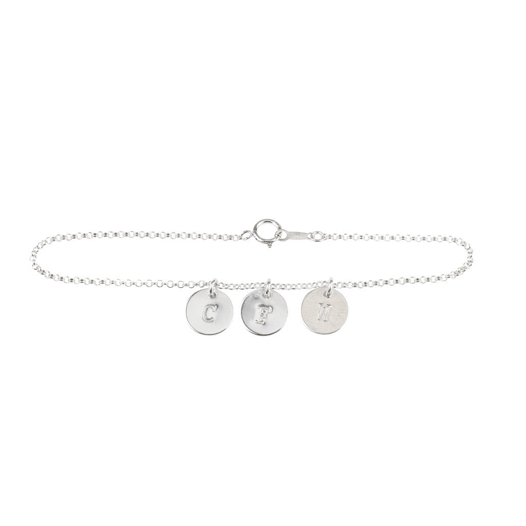Initial bracelet in silver - Plain chain