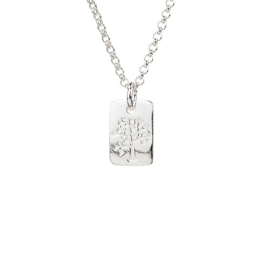 Silver Tree of Life Tag Necklace