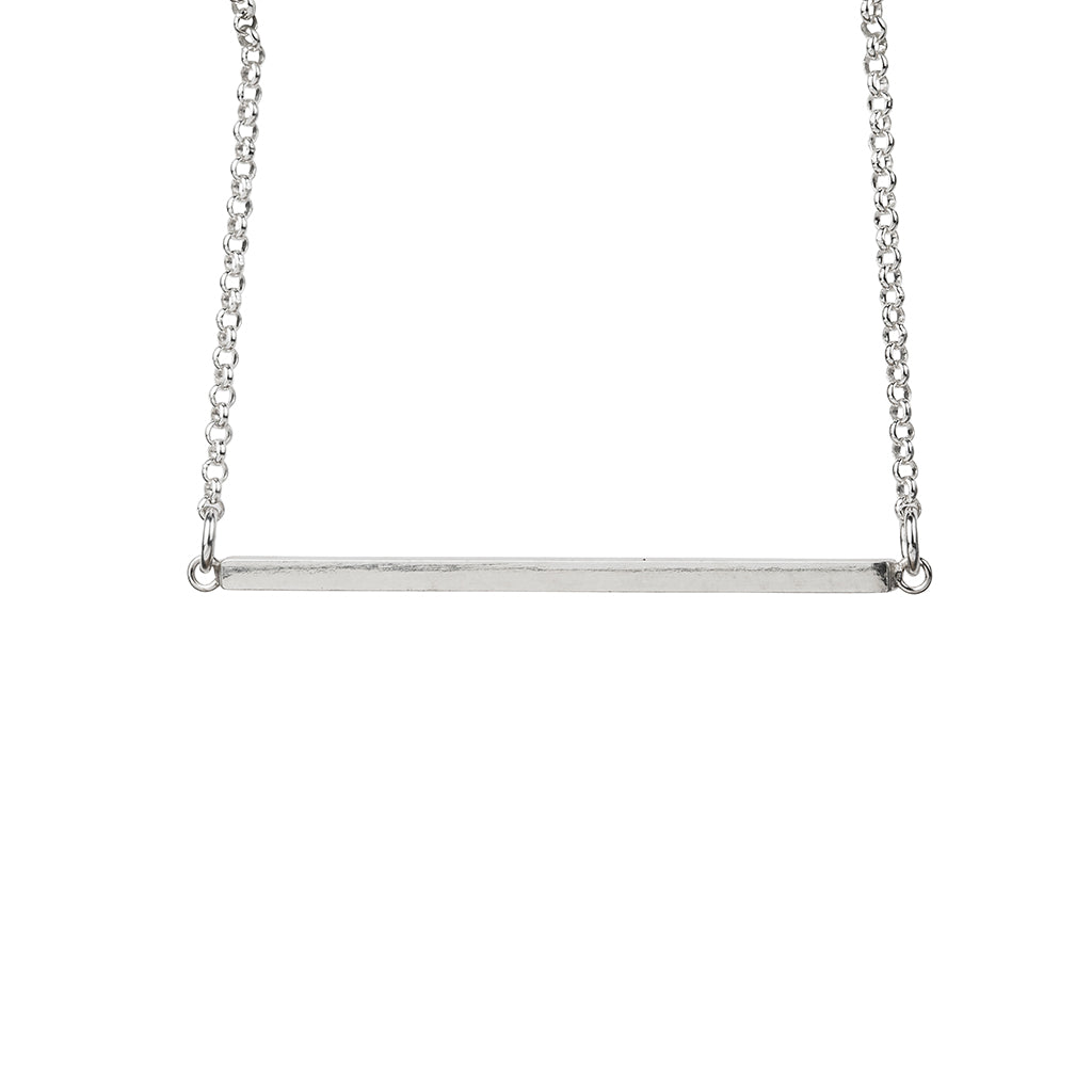 Long Silver Necklace with Bar