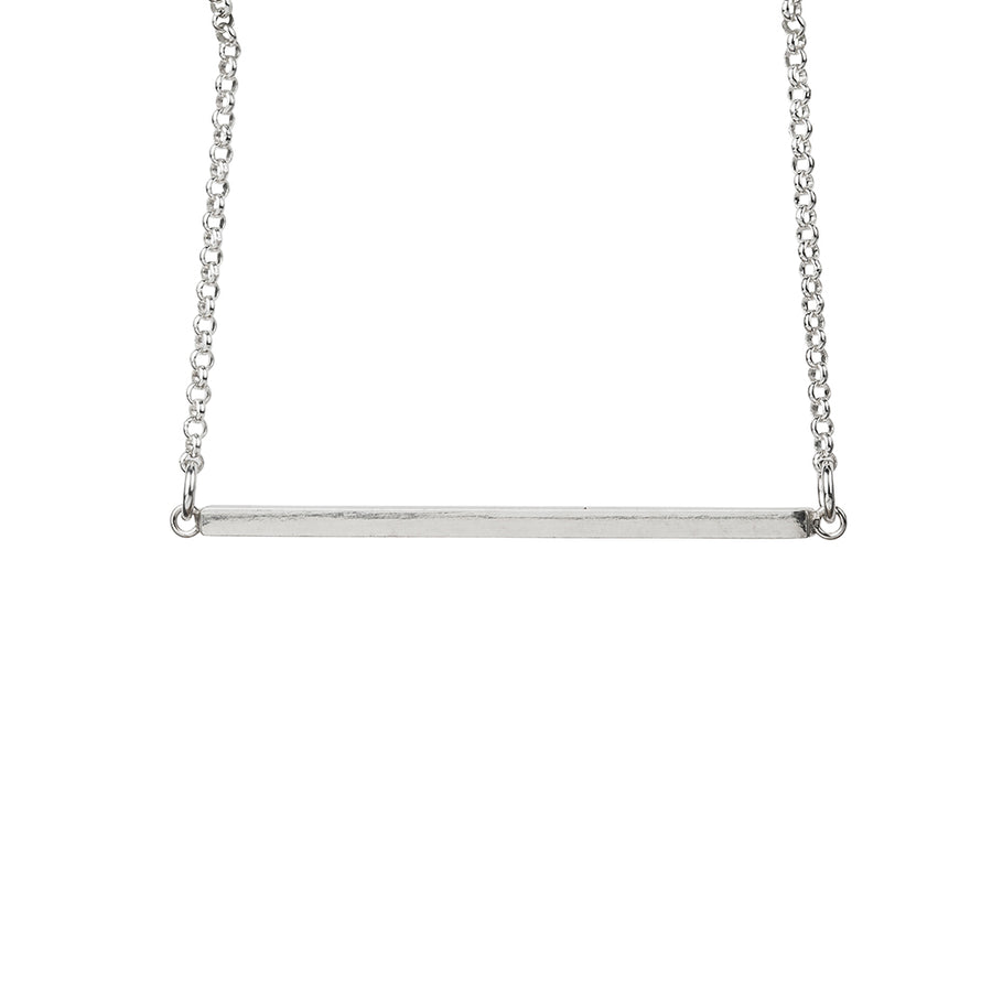 Long Silver Necklace with Bar