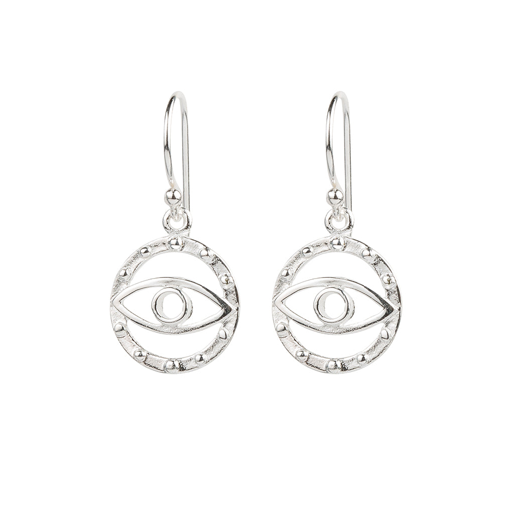 Sterling Silver Evil Eye Earrings