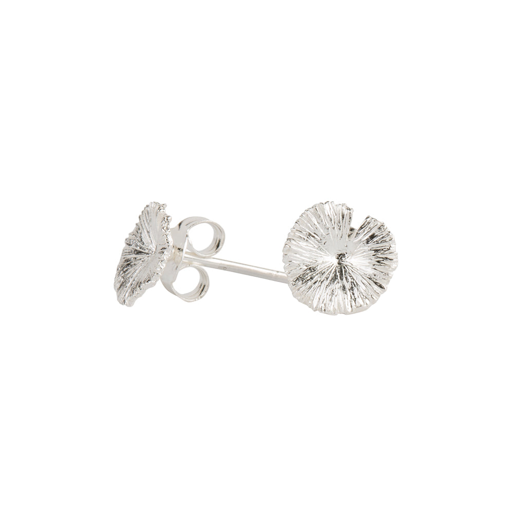 Lotus Leaf Stud Earrings in Silver