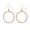 Large Round Hammered Circle Earrings in Gold