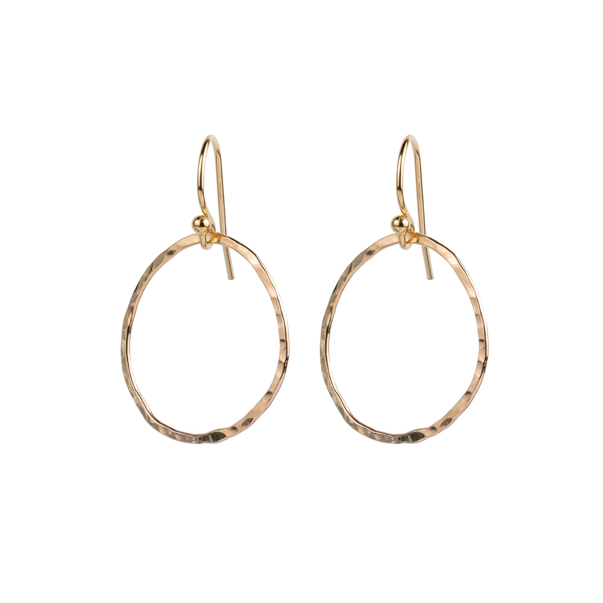 Medium Round Hammered Circle Earrings in Gold