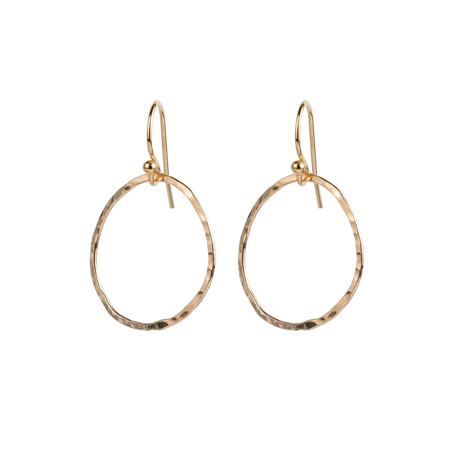 Medium Round Hammered Circle Earrings in Gold