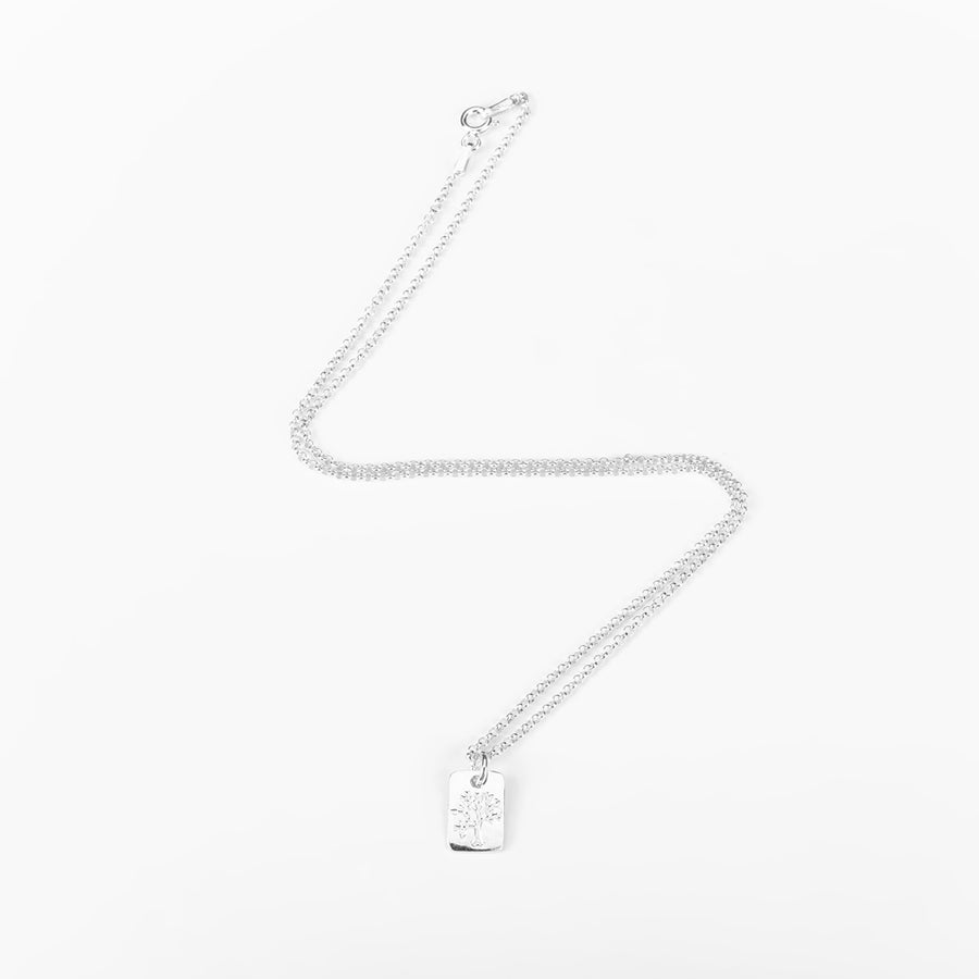 Silver Tree of Life Tag Necklace