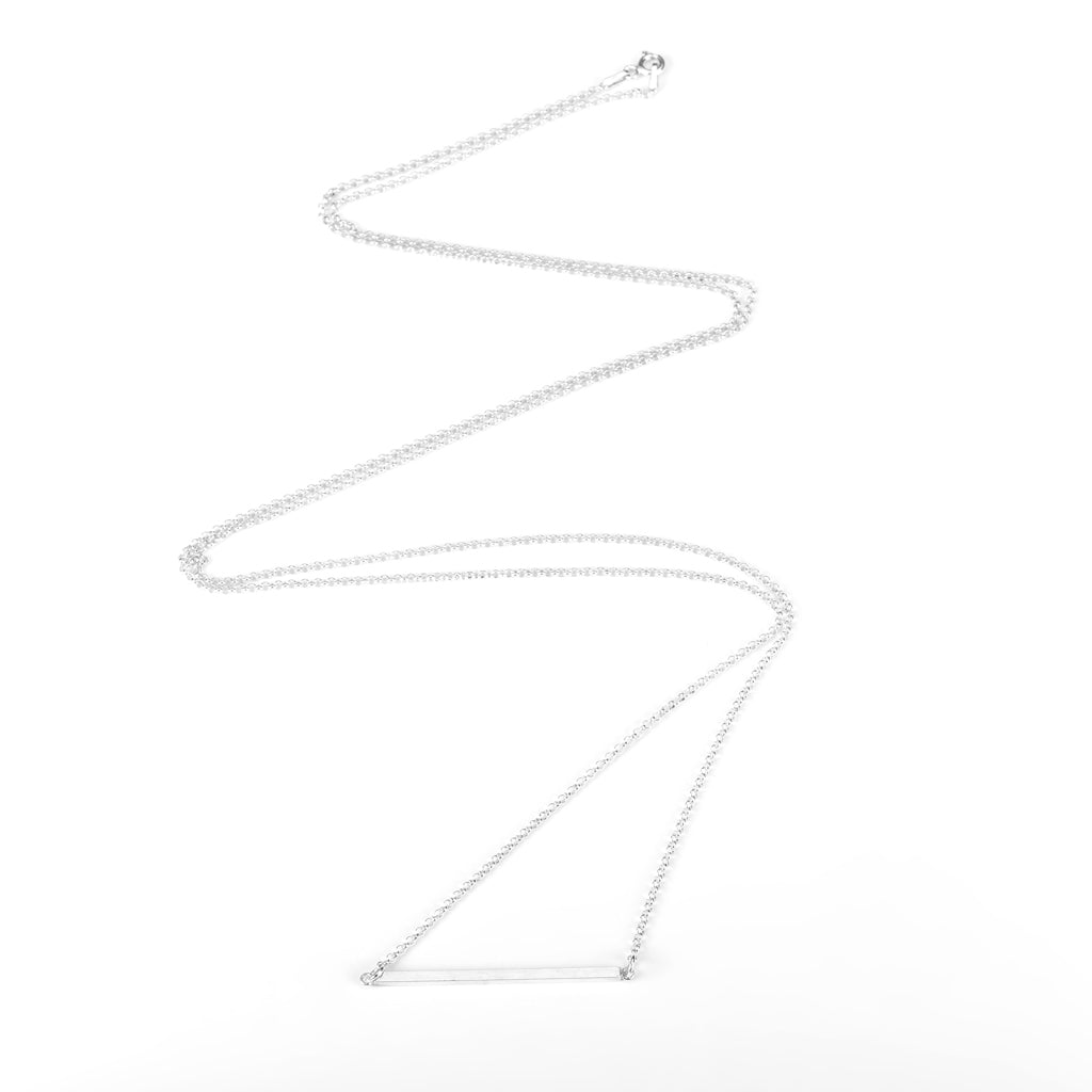 Long Silver Necklace with Bar