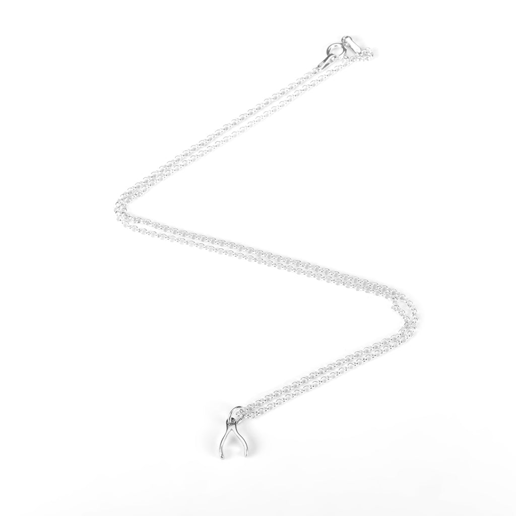 Tiny Silver Wishbone Necklace