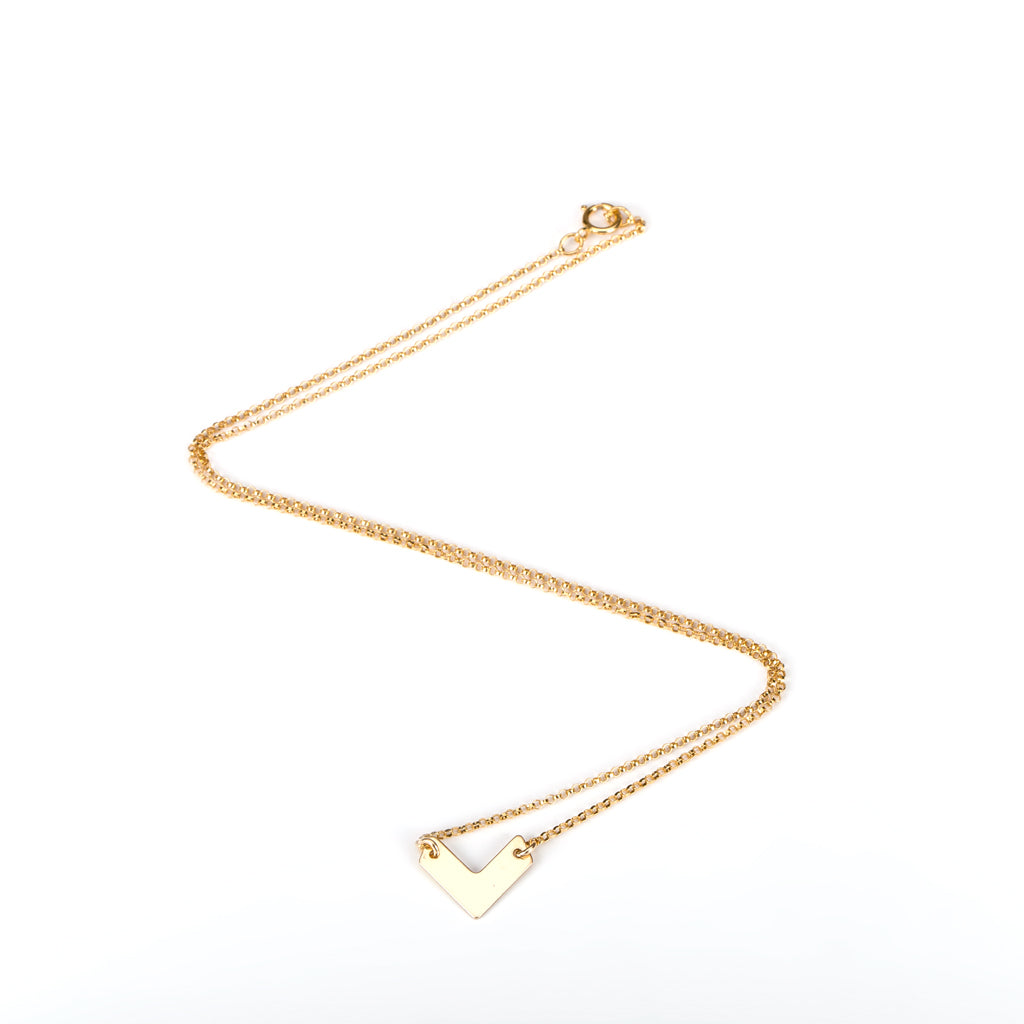 Gold Necklace with Small Chevron Pendant