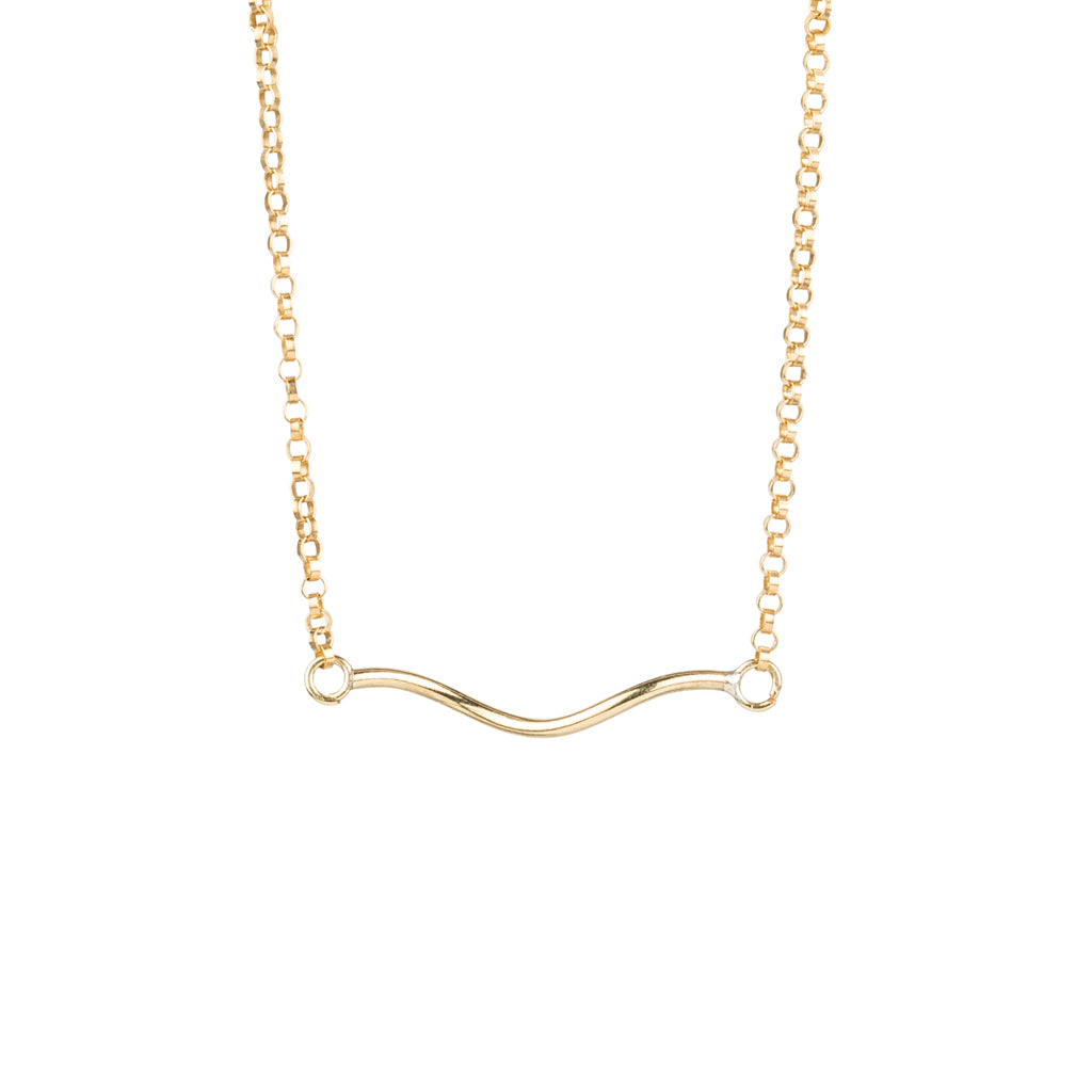 Wavy Bar Necklace in Gold