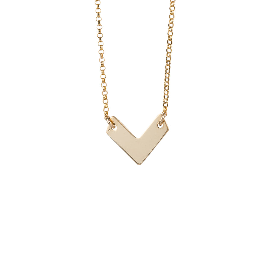 Gold Necklace with Small Chevron Pendant
