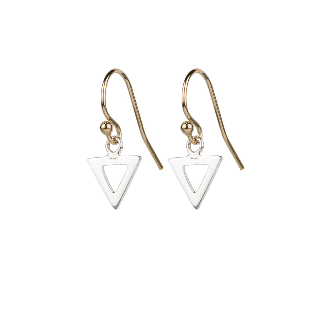 Triangle earrings in mixed metal
