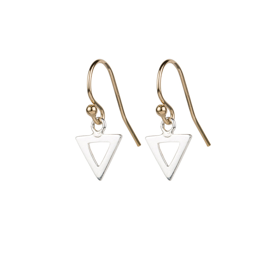 Triangle earrings in mixed metal