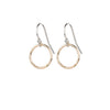 Thin Hammered Circle Earrings in Mixed Metals