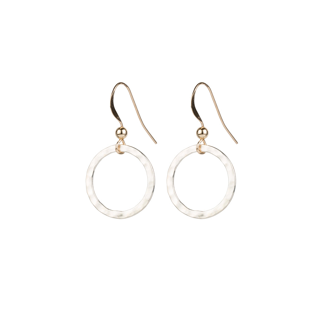 Mixed Metal Hammered Circle Earrings