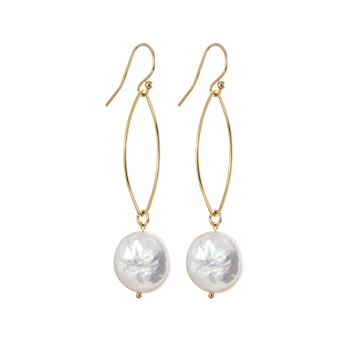 Gold Drop Pearl Earrings