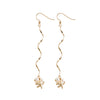 Long Spiral Pearl Earrings in Gold