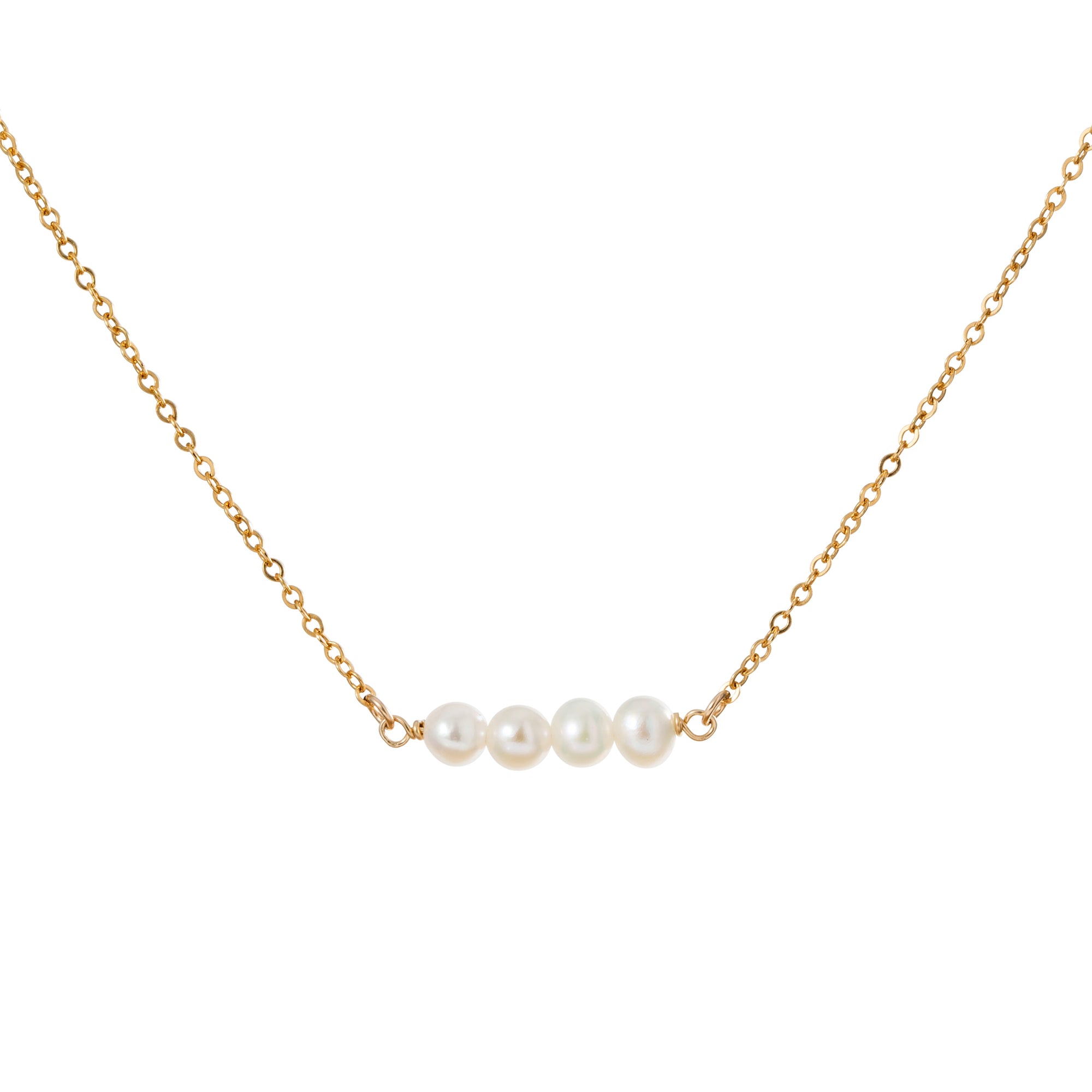 Gold Necklace with Freshwater Pearl Link