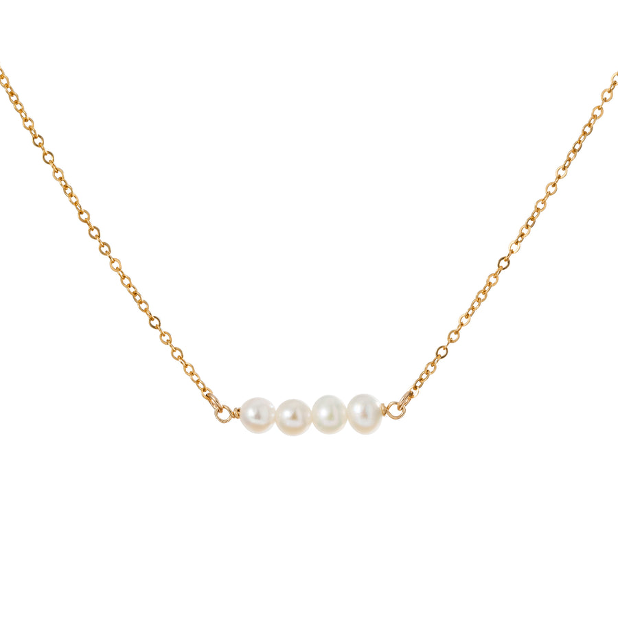 Gold Necklace with Freshwater Pearl Link