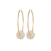 Endless Gold Hoop Earrings with a Cluster of Pearls