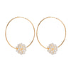 Endless Gold Hoop Earrings with a Cluster of Pearls