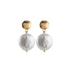 Large Round Freshwater Pearl Earrings in Gold